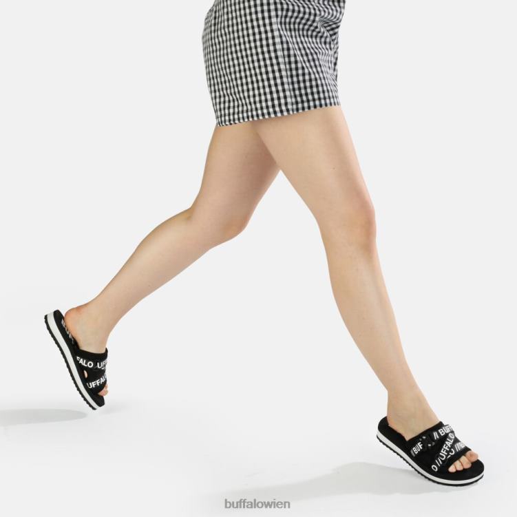 bei Buffalo Salbei-Slide-Plateau-Sandalen vegan Schwarz 0FX48863 |Folien