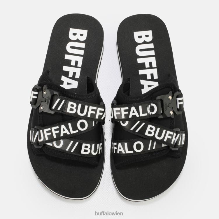 bei Buffalo Salbei-Slide-Plateau-Sandalen vegan Schwarz 0FX48863 |Folien