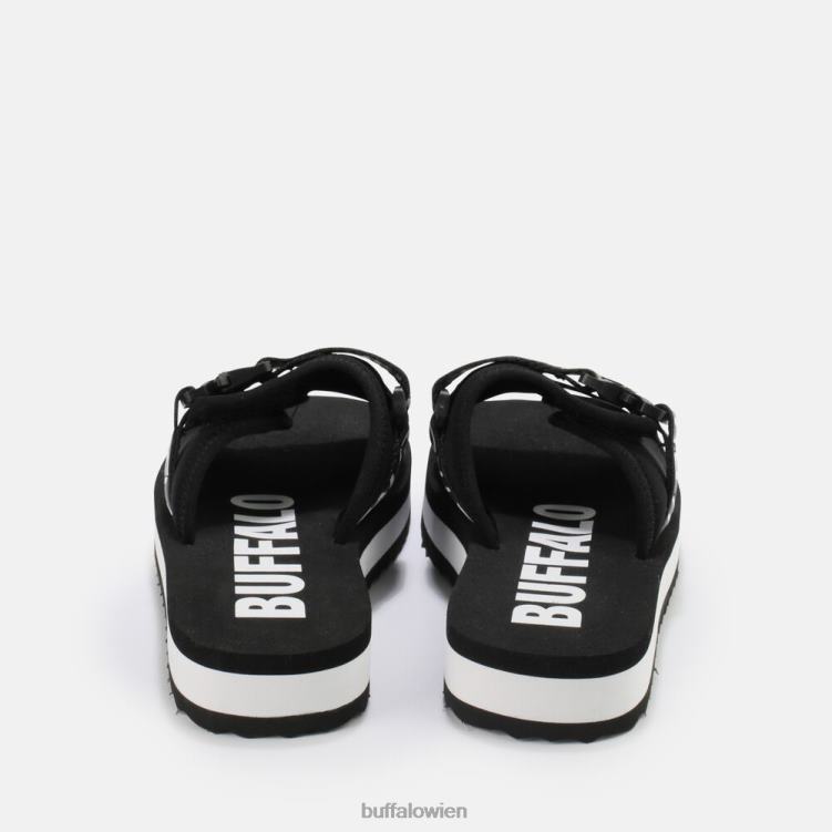 bei Buffalo Salbei-Slide-Plateau-Sandalen vegan Schwarz 0FX48863 |Folien