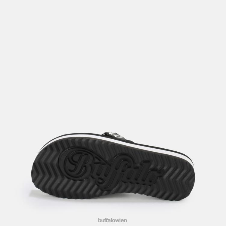 bei Buffalo Salbei-Slide-Plateau-Sandalen vegan Schwarz 0FX48863 |Folien