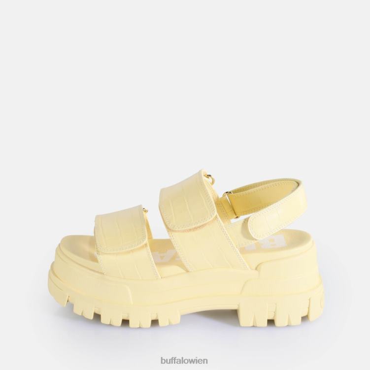 bei Buffalo Aspha Snd Plateausandalen vegan Vanille mit Krokodileffekt 0FX4816 |Sandalen