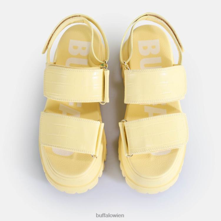 bei Buffalo Aspha Snd Plateausandalen vegan Vanille mit Krokodileffekt 0FX4816 |Sandalen