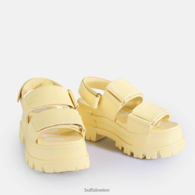 bei Buffalo Aspha Snd Plateausandalen vegan Vanille mit Krokodileffekt 0FX4816 |Sandalen