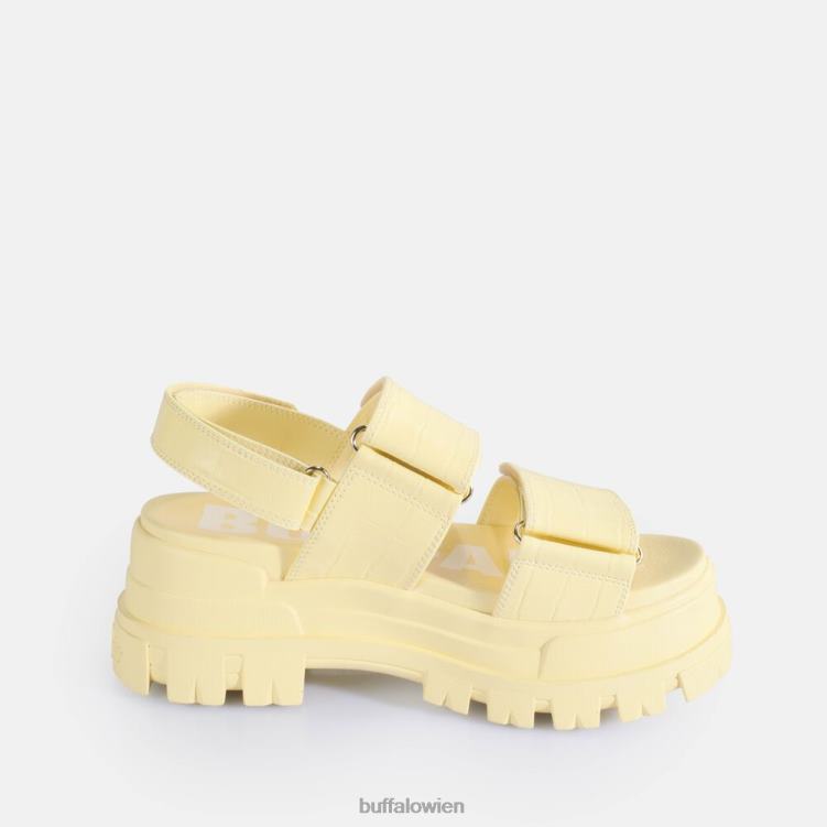 bei Buffalo Aspha Snd Plateausandalen vegan Vanille mit Krokodileffekt 0FX4816 |Sandalen