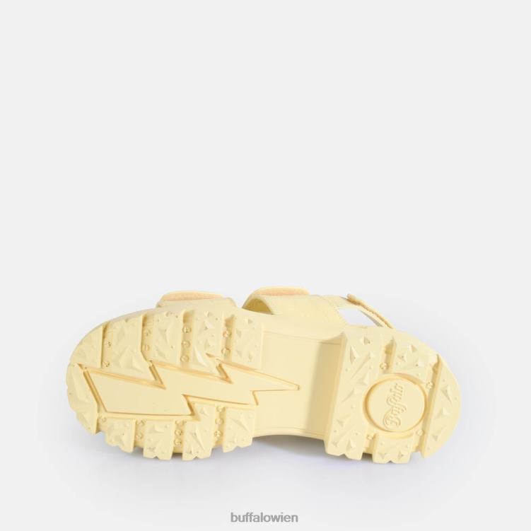 bei Buffalo Aspha Snd Plateausandalen vegan Vanille mit Krokodileffekt 0FX4816 |Sandalen