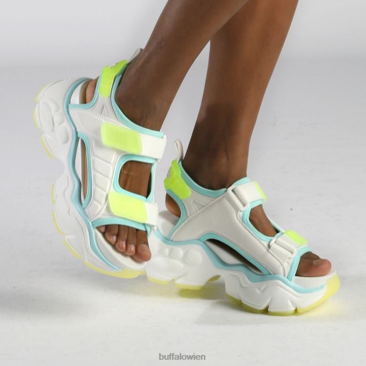 bei Buffalo Binary Track Plateausandale vegan weißes Neon 0FX48327 |Sandalen