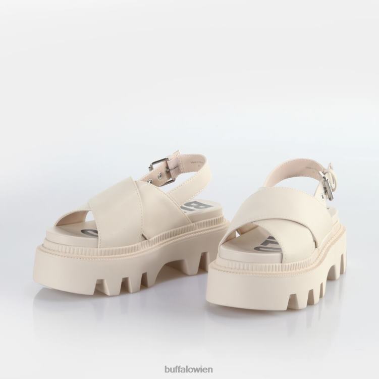 bei Buffalo Flora Cross-Plateau-Sandalen vegan Creme 0FX48165 |Sandalen