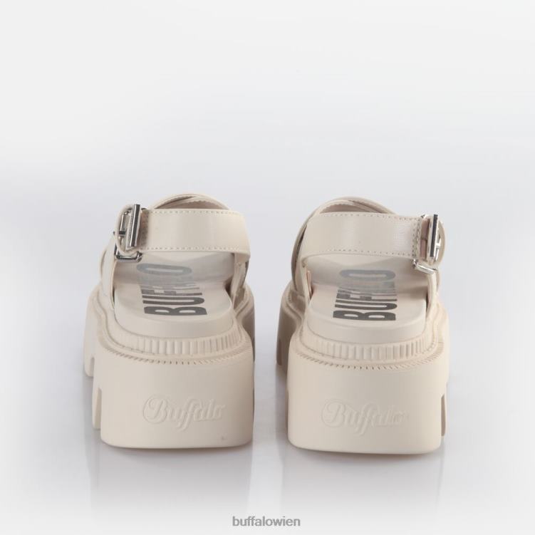bei Buffalo Flora Cross-Plateau-Sandalen vegan Creme 0FX48165 |Sandalen