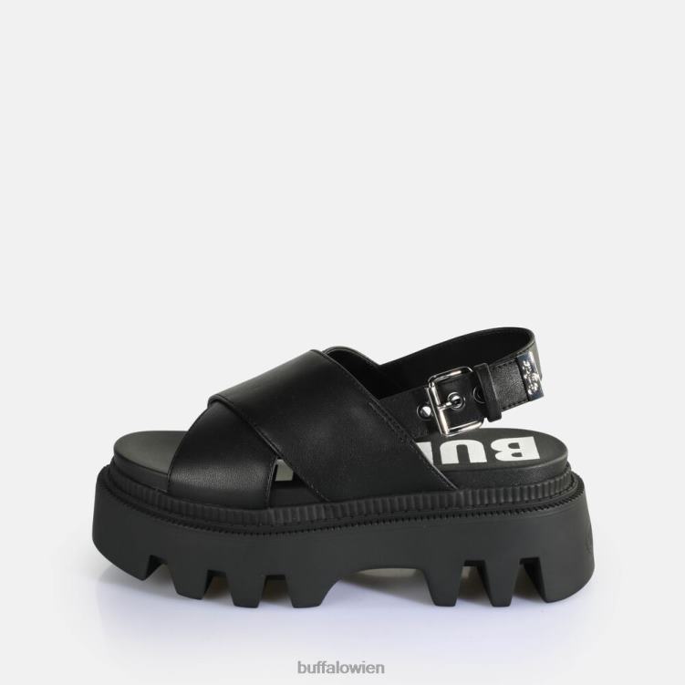 bei Buffalo Flora Cross-Plateau-Sandalen vegan Schwarz 0FX48164 |Sandalen