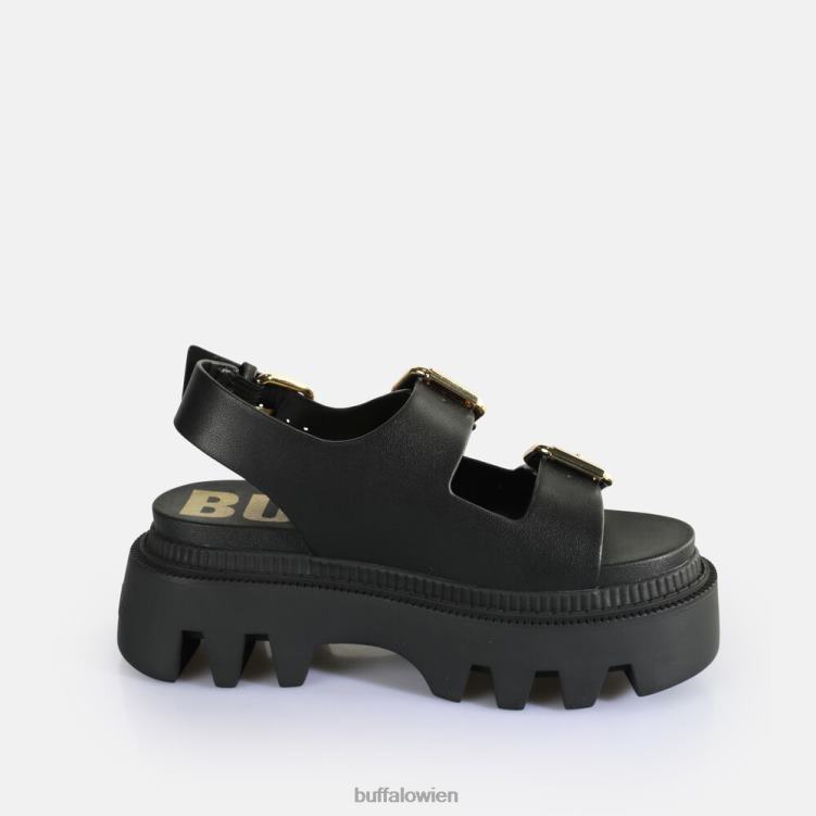 bei Buffalo Flora auf Plateausandalen vegan Schwarz 0FX48106 |Sandalen