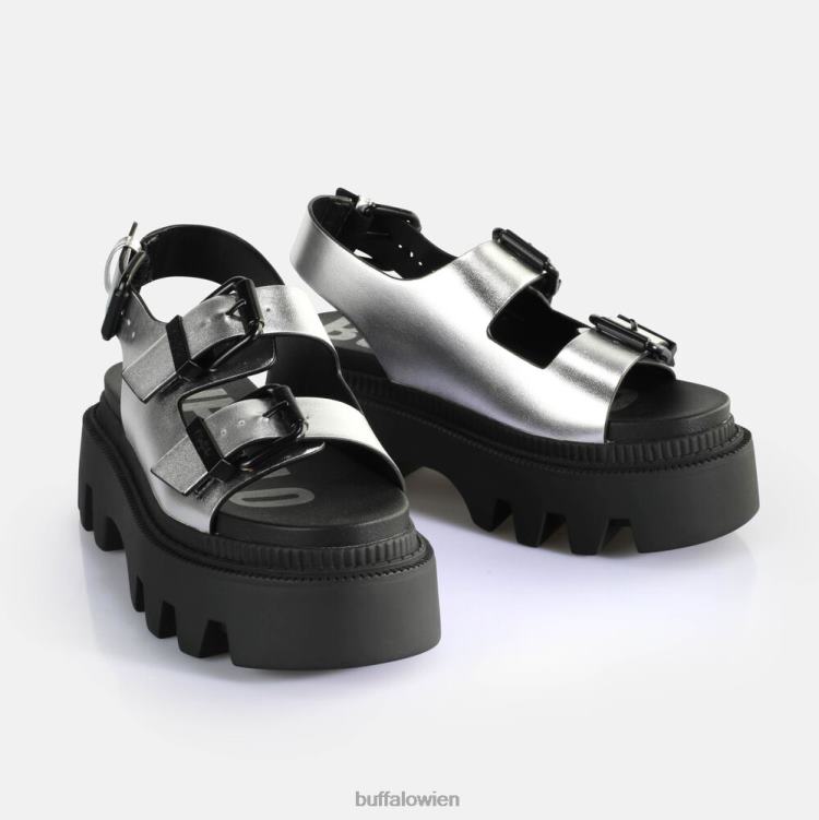 bei Buffalo Flora auf Plateausandalen vegan Silber 0FX48108 |Sandalen