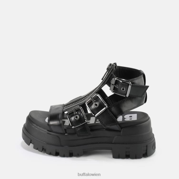 bei Buffalo GLD-Plateausandalen mit Reißverschluss, vegan Schwarz 0FX48406 |Sandalen