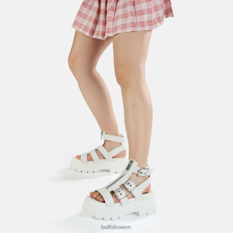 bei Buffalo GLD-Plateausandalen mit Reißverschluss, vegan Weiss 0FX48405 |Sandalen