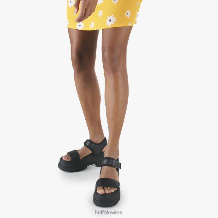 bei Buffalo Jojo Plateausandalen vegan Schwarz 0FX48753 |Sandalen