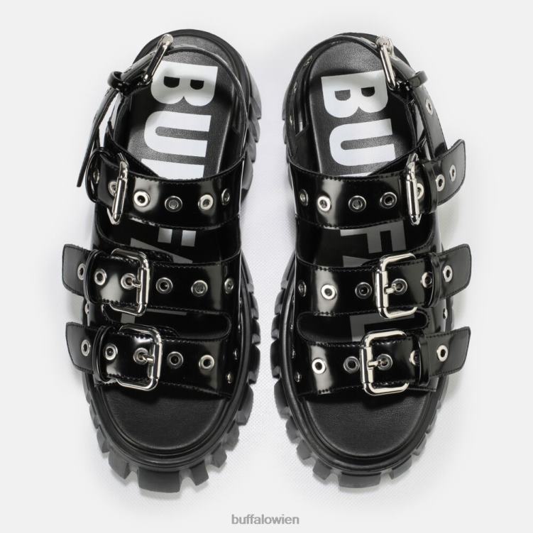 bei Buffalo Löwe harte Plateausandale vegan Schwarz 0FX48721 |Sandalen