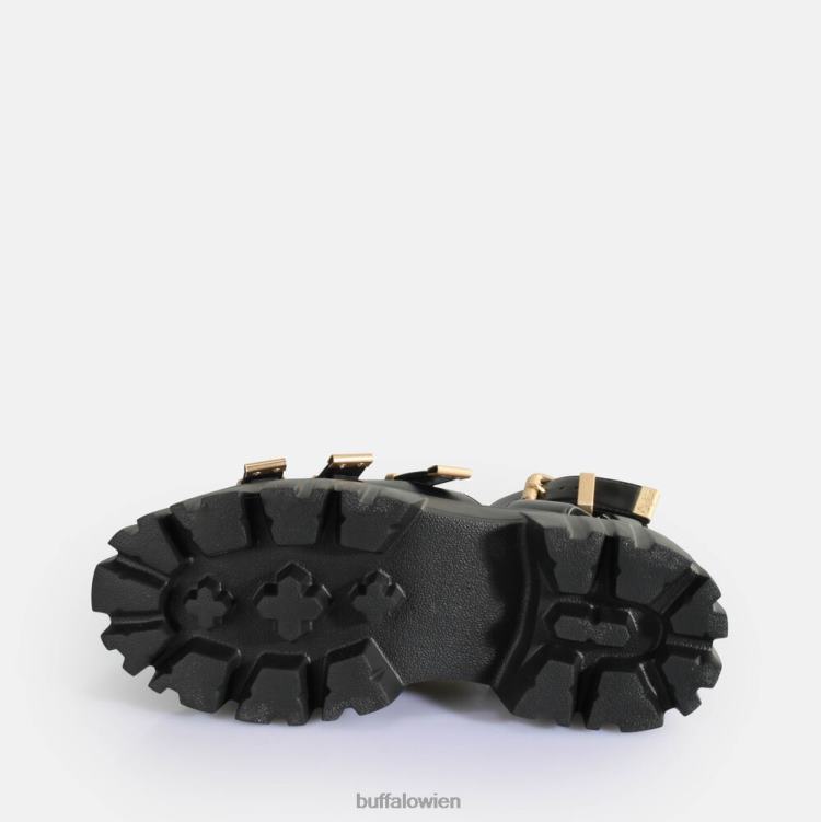 bei Buffalo Löwenzähne Plateausandalen vegan Schwarz 0FX48159 |Sandalen