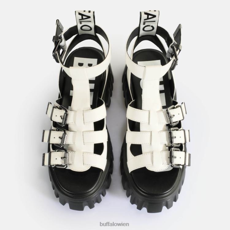 bei Buffalo Löwenzähne Plateausandalen vegan Weiss 0FX48158 |Sandalen