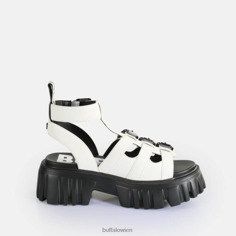 bei Buffalo Löwenzähne Plateausandalen vegan Weiss 0FX48158 |Sandalen