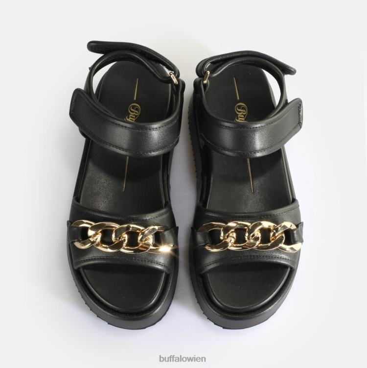 bei Buffalo Noa Quilt Chain Plateausandalen vegan Schwarz 0FX48281 |Sandalen