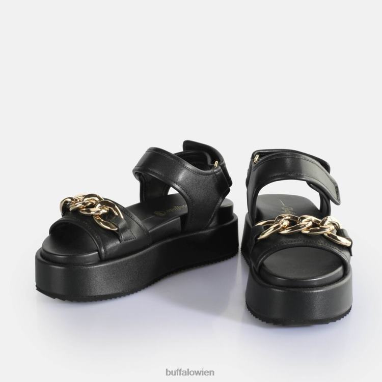 bei Buffalo Noa Quilt Chain Plateausandalen vegan Schwarz 0FX48281 |Sandalen