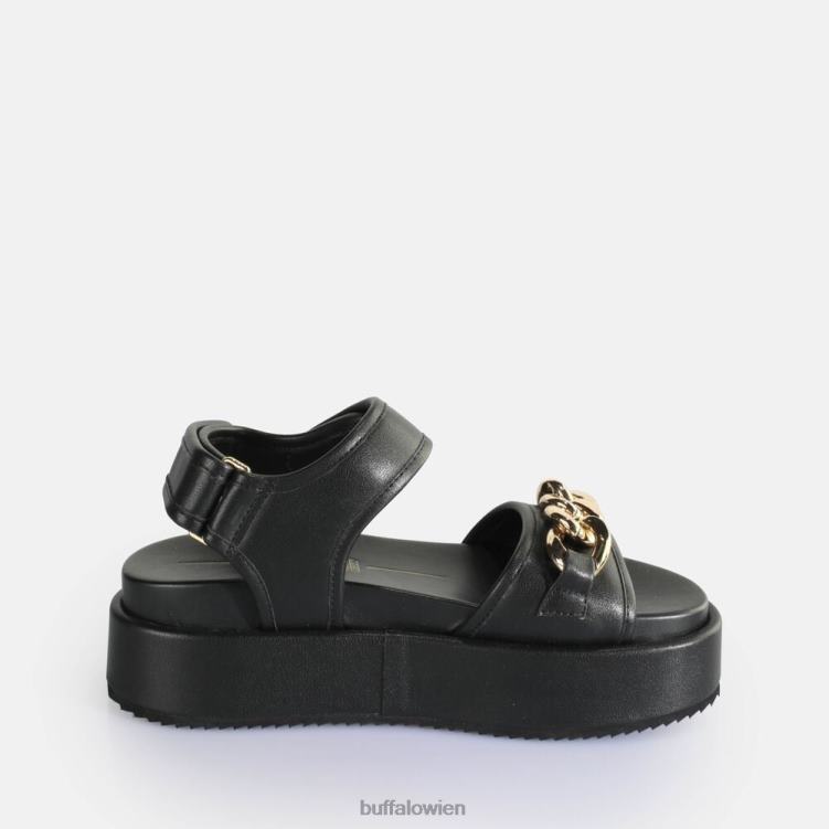 bei Buffalo Noa Quilt Chain Plateausandalen vegan Schwarz 0FX48281 |Sandalen