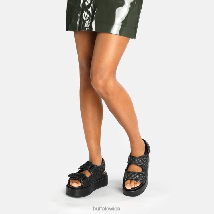 bei Buffalo Noa Quilt Plateausandalen vegan Schwarz 0FX48786 |Sandalen