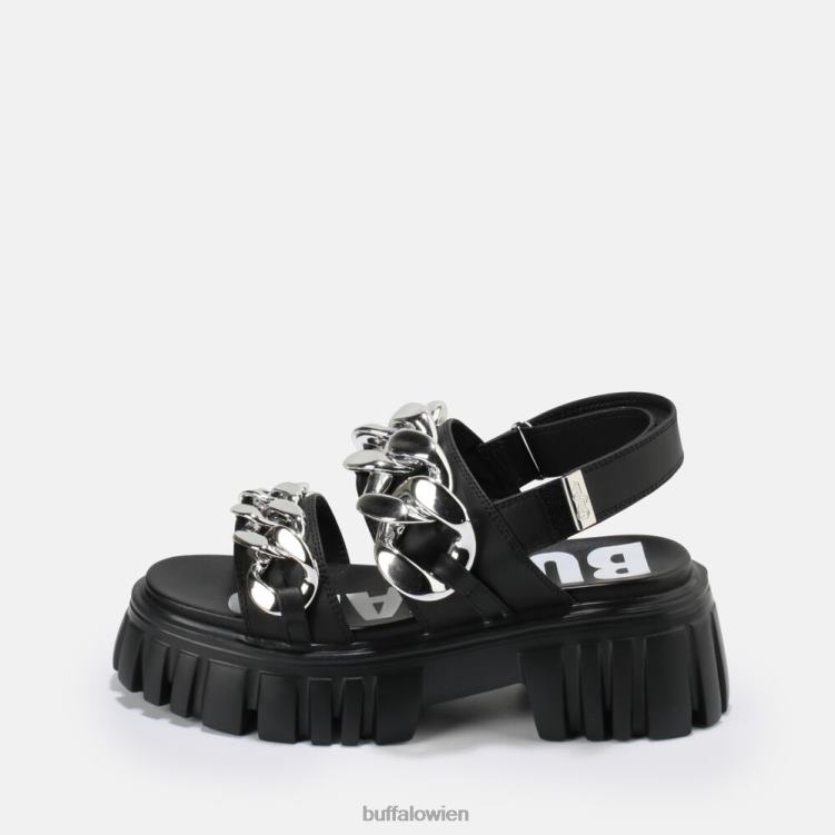 bei Buffalo Plateausandale mit Löwenkette, vegan Schwarz 0FX48902 |Sandalen