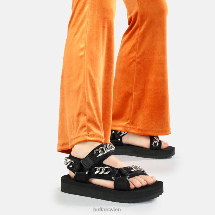 bei Buffalo Plateausandalen mit Salbeikette, vegan Schwarz 0FX48922 |Sandalen