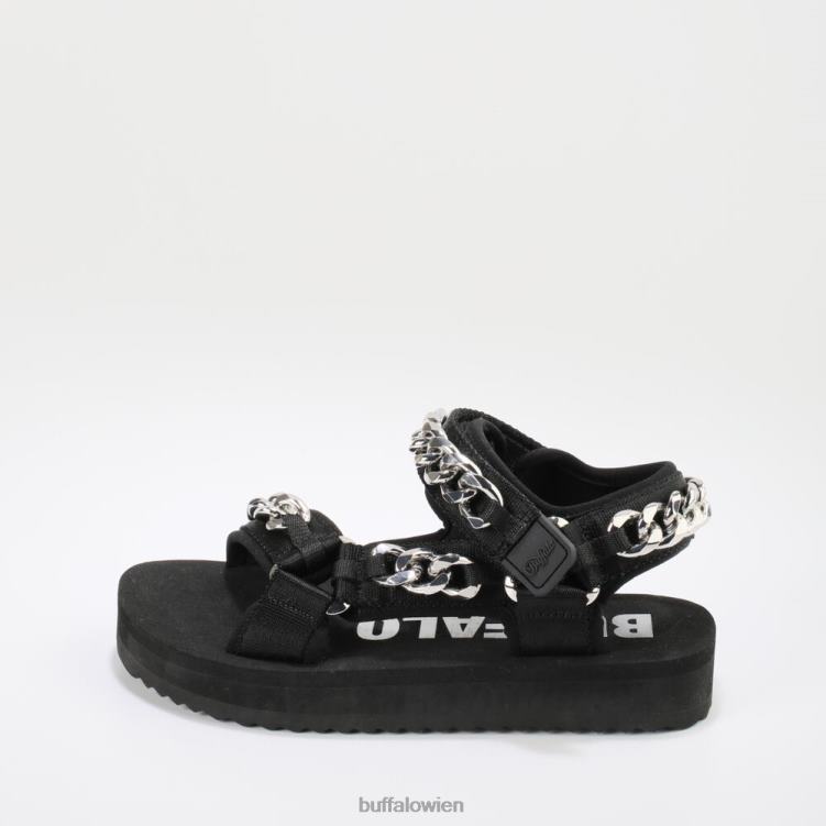 bei Buffalo Plateausandalen mit Salbeikette, vegan Schwarz 0FX48922 |Sandalen