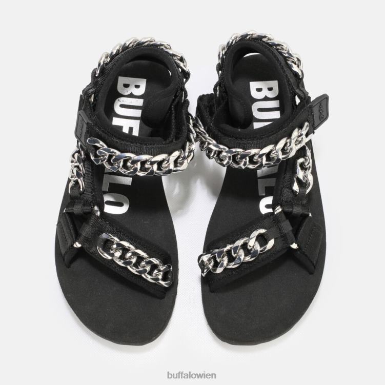 bei Buffalo Plateausandalen mit Salbeikette, vegan Schwarz 0FX48922 |Sandalen