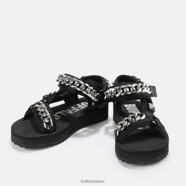 bei Buffalo Plateausandalen mit Salbeikette, vegan Schwarz 0FX48922 |Sandalen