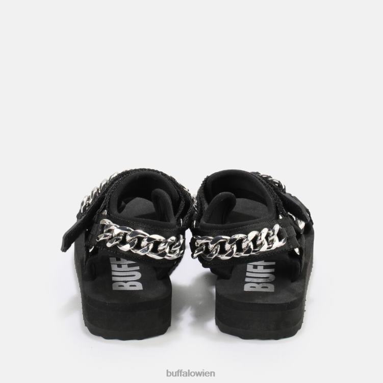 bei Buffalo Plateausandalen mit Salbeikette, vegan Schwarz 0FX48922 |Sandalen