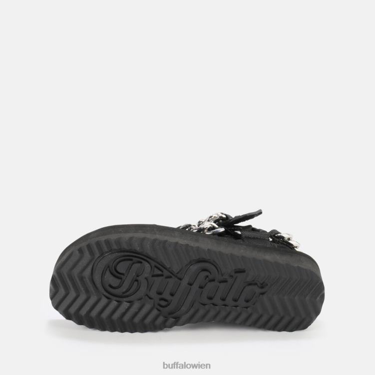 bei Buffalo Plateausandalen mit Salbeikette, vegan Schwarz 0FX48922 |Sandalen