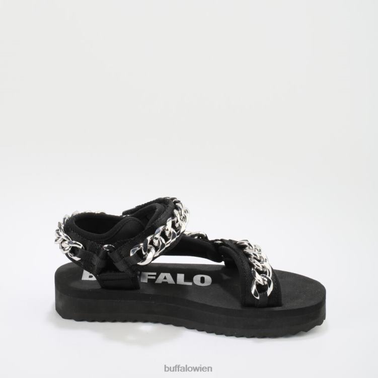bei Buffalo Plateausandalen mit Salbeikette, vegan Schwarz 0FX48922 |Sandalen