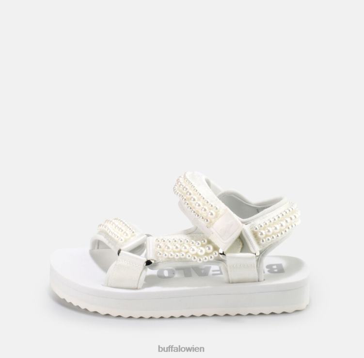 bei Buffalo Plateausandalen mit Salbeiperlen, vegan Weiss 0FX48842 |Sandalen