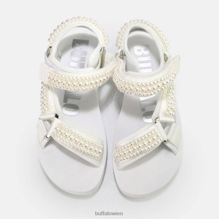 bei Buffalo Plateausandalen mit Salbeiperlen, vegan Weiss 0FX48842 |Sandalen