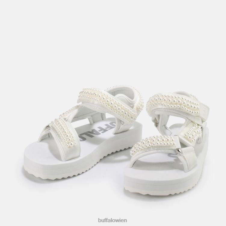 bei Buffalo Plateausandalen mit Salbeiperlen, vegan Weiss 0FX48842 |Sandalen