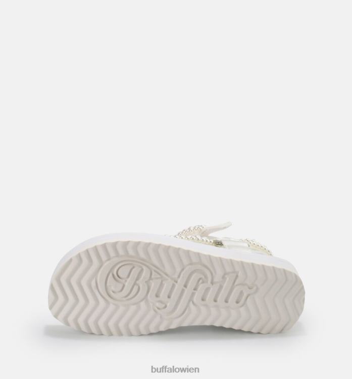 bei Buffalo Plateausandalen mit Salbeiperlen, vegan Weiss 0FX48842 |Sandalen