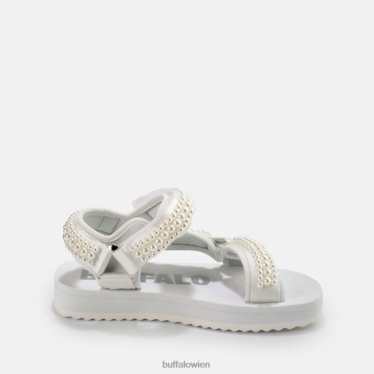 bei Buffalo Plateausandalen mit Salbeiperlen, vegan Weiss 0FX48842 |Sandalen