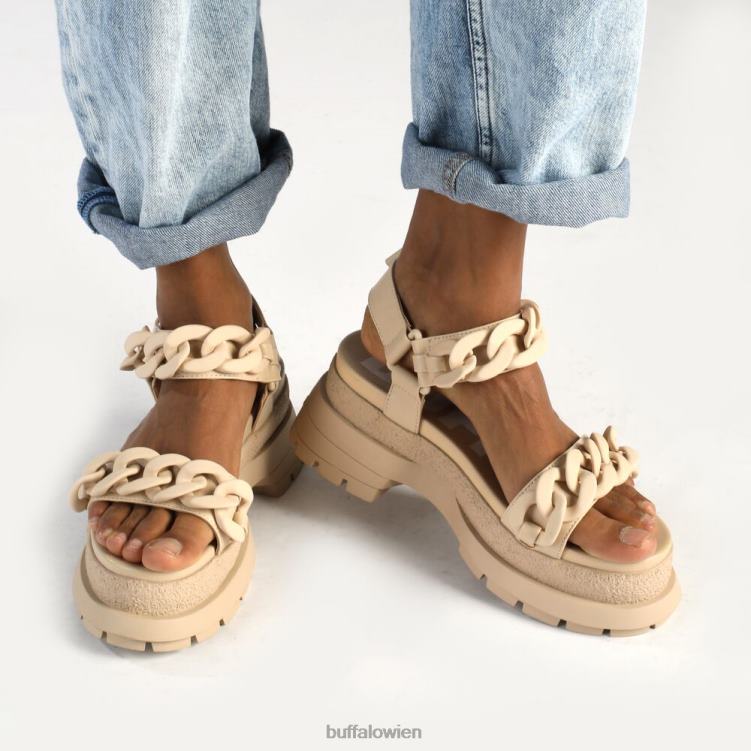 bei Buffalo Unhöfliche Plateausandalen mit Kette, vegan Creme 0FX4829 |Sandalen