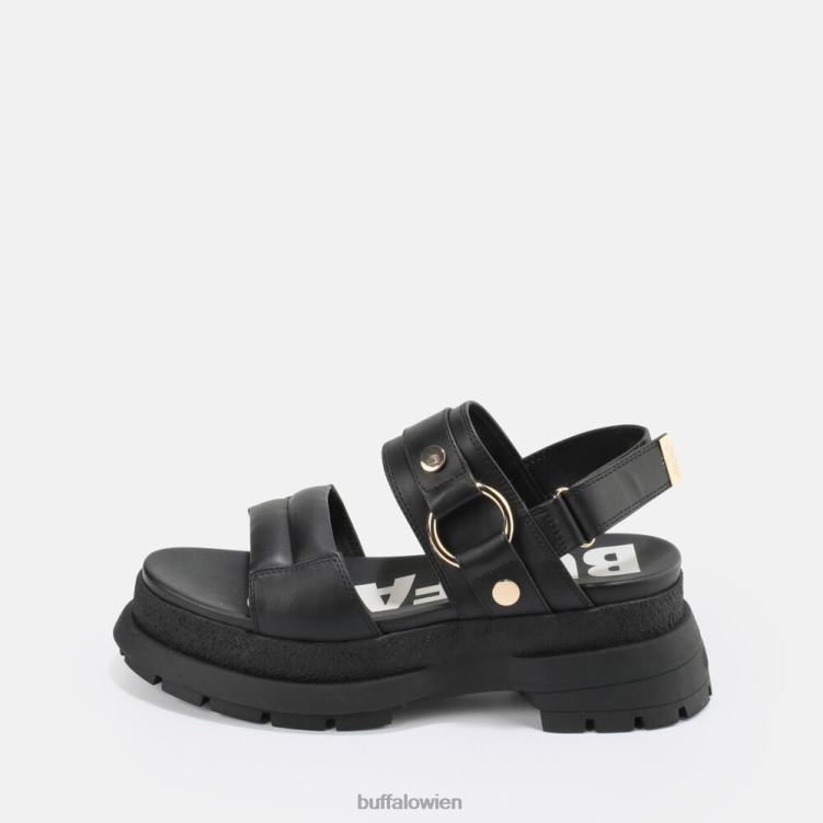 bei Buffalo Unhöfliche Ring-Plateau-Sandale, vegan Schwarz 0FX48154 |Sandalen