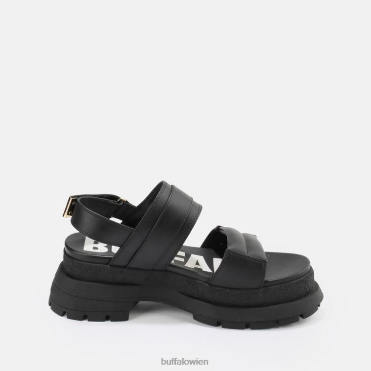 bei Buffalo Unhöfliche Ring-Plateau-Sandale, vegan Schwarz 0FX48154 |Sandalen