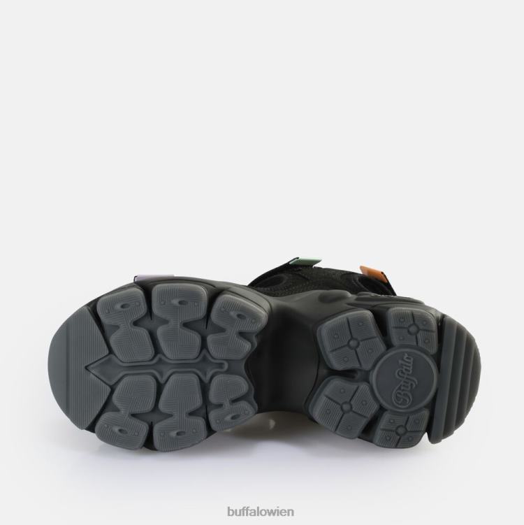 bei Buffalo binäre 0 Plateausandalen vegan Schwarz 0FX48149 |Sandalen
