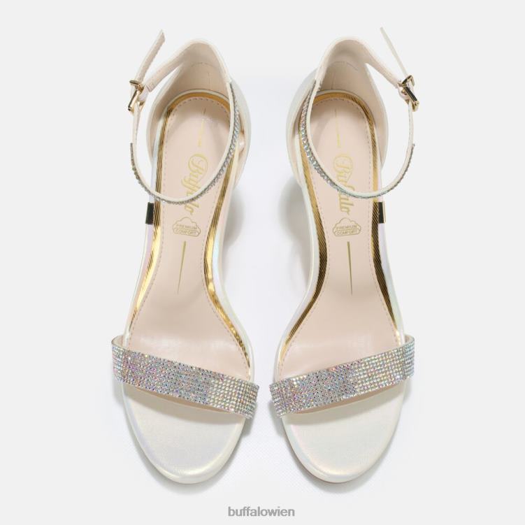 bei Buffalo Monroe-Sandale mit hohen Absätzen, vegan Perlweiß 0FX48226 |Sandalen