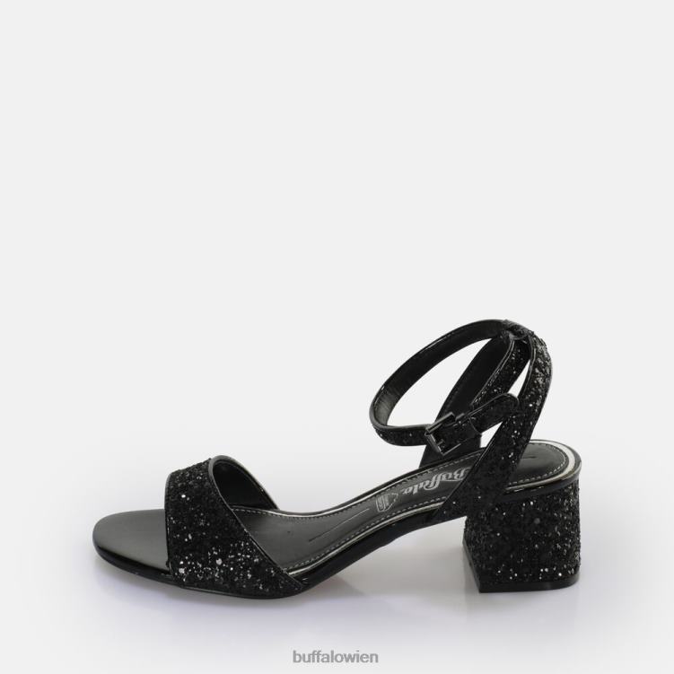 bei Buffalo Rainelle Sandale mit Absatz, vegan schwarzes Silber 0FX48541 |Sandalen