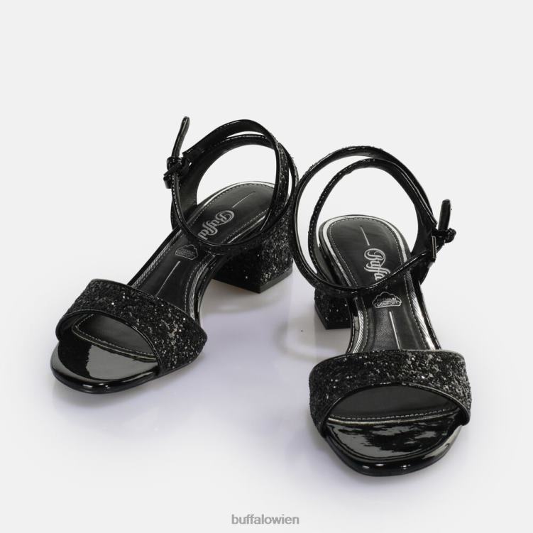 bei Buffalo Rainelle Sandale mit Absatz, vegan schwarzes Silber 0FX48541 |Sandalen