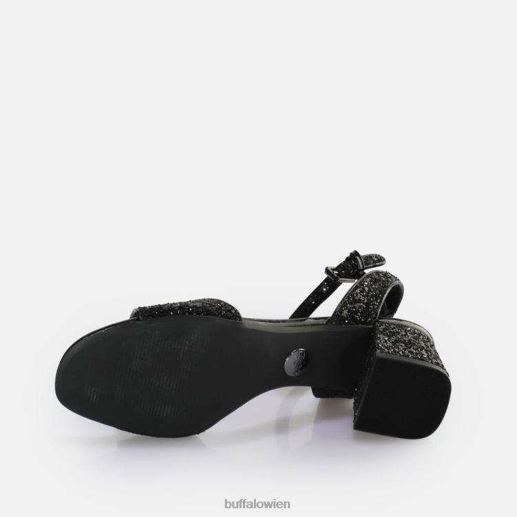bei Buffalo Rainelle Sandale mit Absatz, vegan schwarzes Silber 0FX48541 |Sandalen