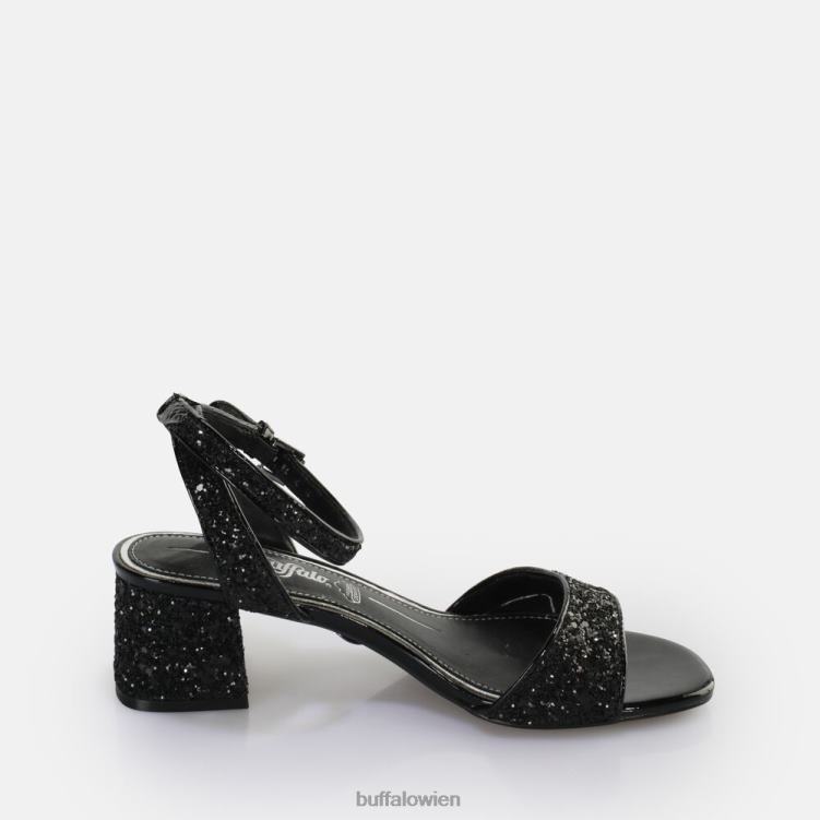 bei Buffalo Rainelle Sandale mit Absatz, vegan schwarzes Silber 0FX48541 |Sandalen