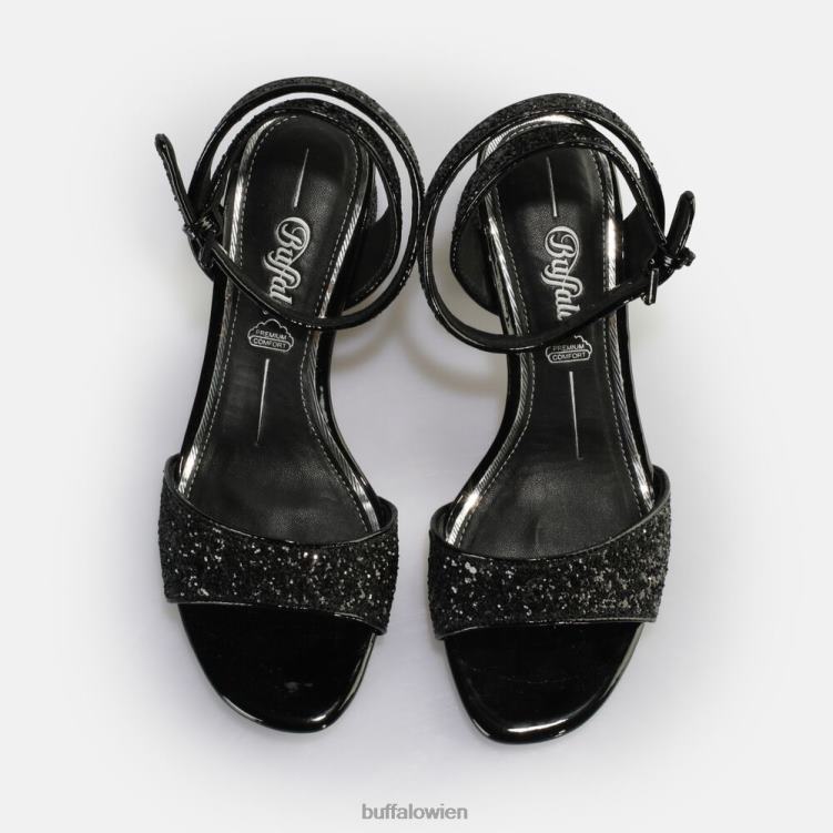 bei Buffalo Rainelle Sandale mit Absatz, vegan schwarzes Silber 0FX48541 |Sandalen
