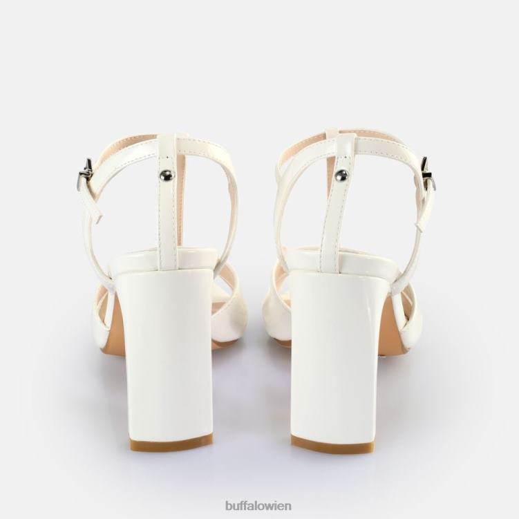 bei Buffalo Vegane Jeans-Sandalen mit Käfigabsatz Weiss 0FX48528 |Sandalen